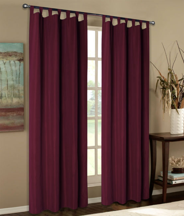 Vorhang blickdicht Schlaufenschal aus Microsatin Bordeaux