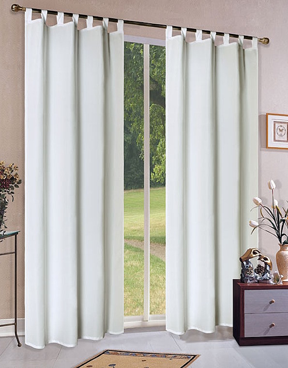 Vorhang blickdicht Schlaufenschal aus Microsatin in Creme Vorhang blickdicht Schlaufenschal aus Microsatin in Creme